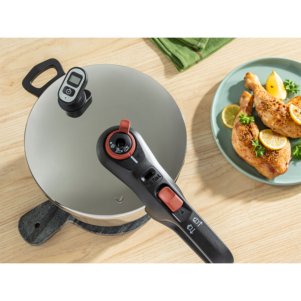 Oala sub presiune TEFAL Secure Chrono P2594401, 8l, inox, argintiu