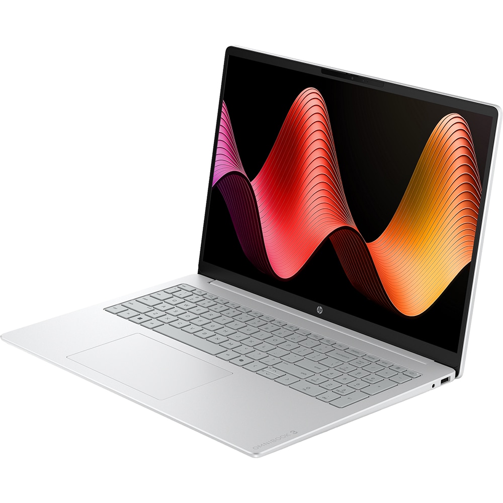 Laptop HP OmniBook 3 16-bu0002nnx, Intel Core 5 315 pana la 4.4GHz, 16" 2K, 12GB, SSD 512GB, Intel Graphics, Free Dos, Glacier Silver