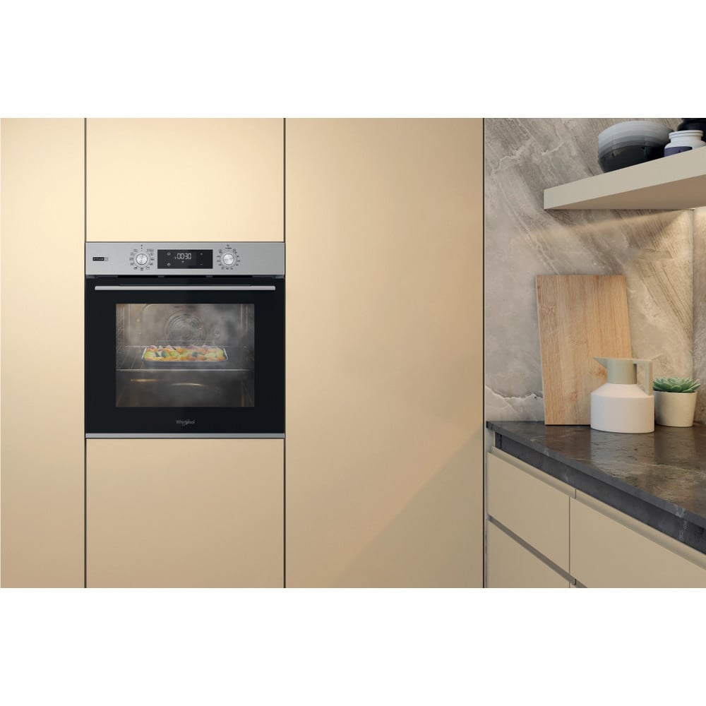Cuptor incorporabil WHIRLPOOL OMSK58HU1SX, Electric, Gatire cu abur, Autocuratare hidrolitica, 71 l, Clasa A+, inox