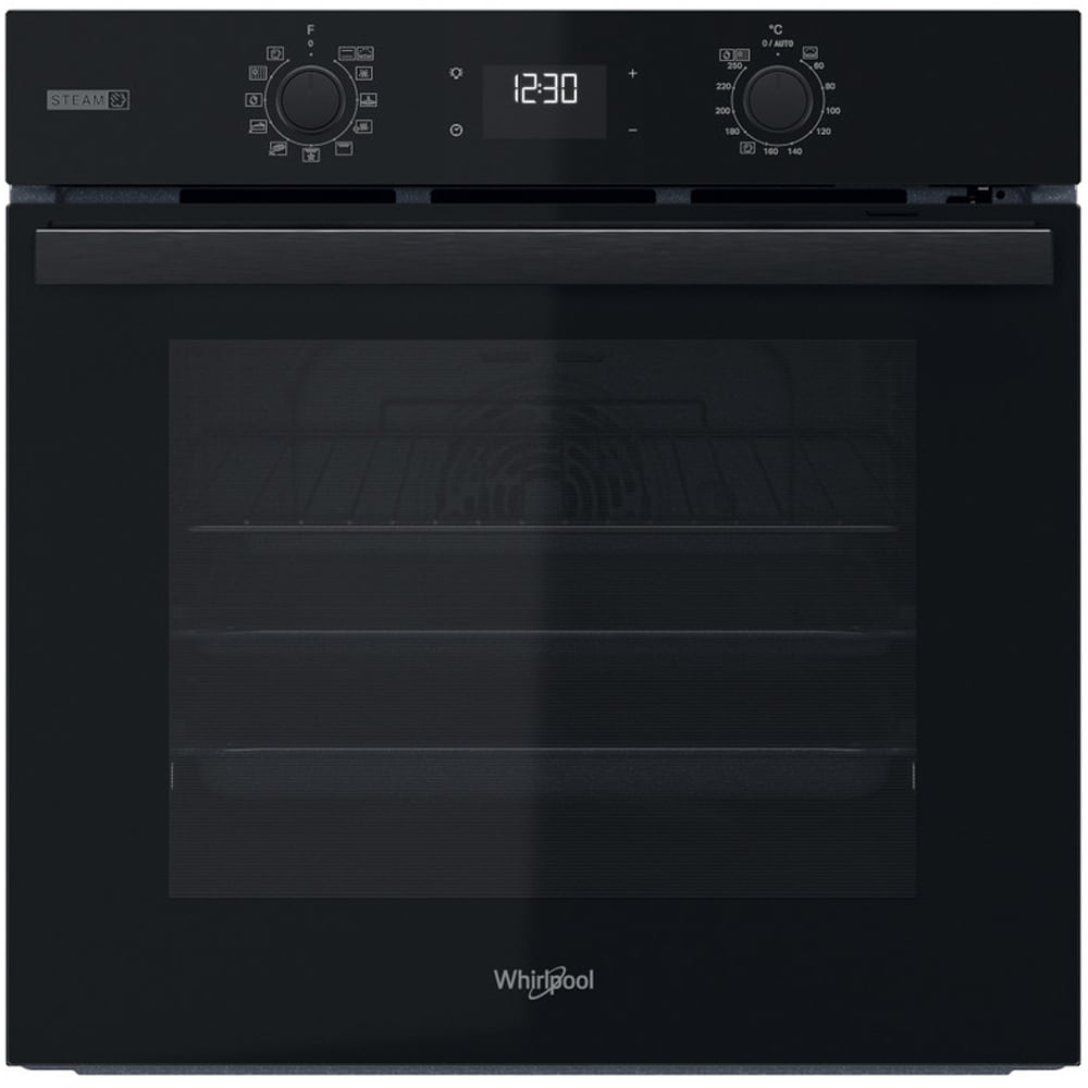 Cuptor incorporabil WHIRLPOOL OMSR58RU1SB, Electric, Gatire cu abur, Autocuratare pirolitica + hidrolitica, 71 l, Clasa A+, negru