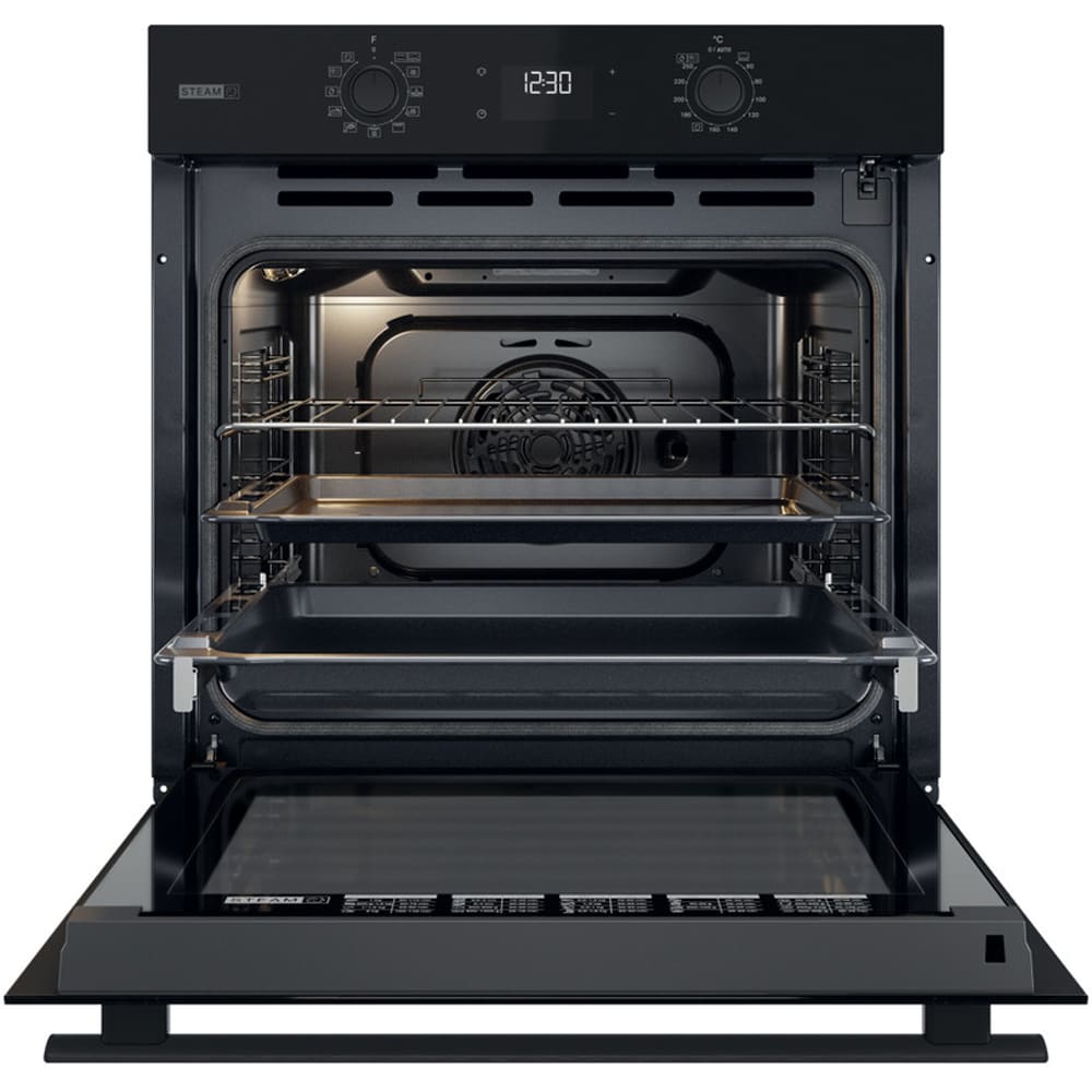 Cuptor incorporabil WHIRLPOOL OMSR58RU1SB, Electric, Gatire cu abur, Autocuratare pirolitica + hidrolitica, 71 l, Clasa A+, negru