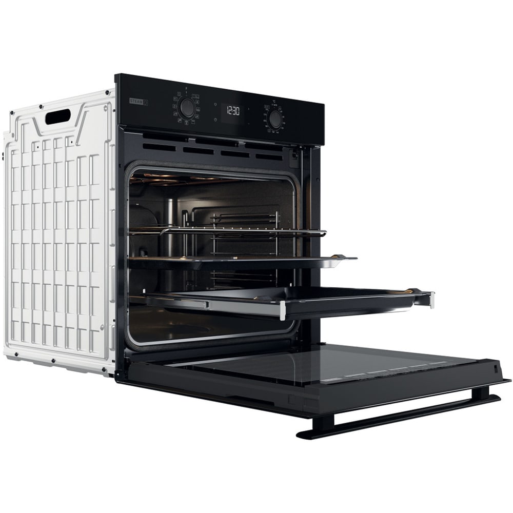 Cuptor incorporabil WHIRLPOOL OMSR58RU1SB, Electric, Gatire cu abur, Autocuratare pirolitica + hidrolitica, 71 l, Clasa A+, negru