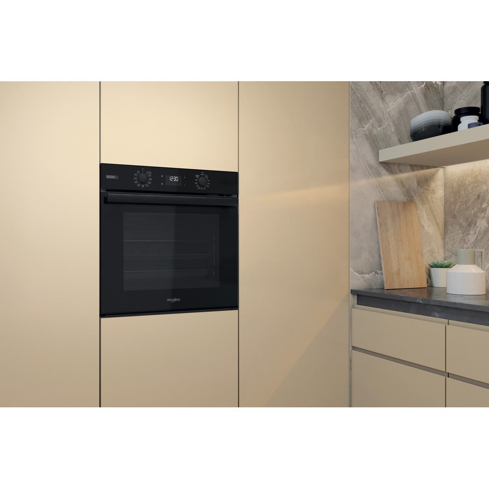 Cuptor incorporabil WHIRLPOOL OMSR58RU1SB, Electric, Gatire cu abur, Autocuratare pirolitica + hidrolitica, 71 l, Clasa A+, negru