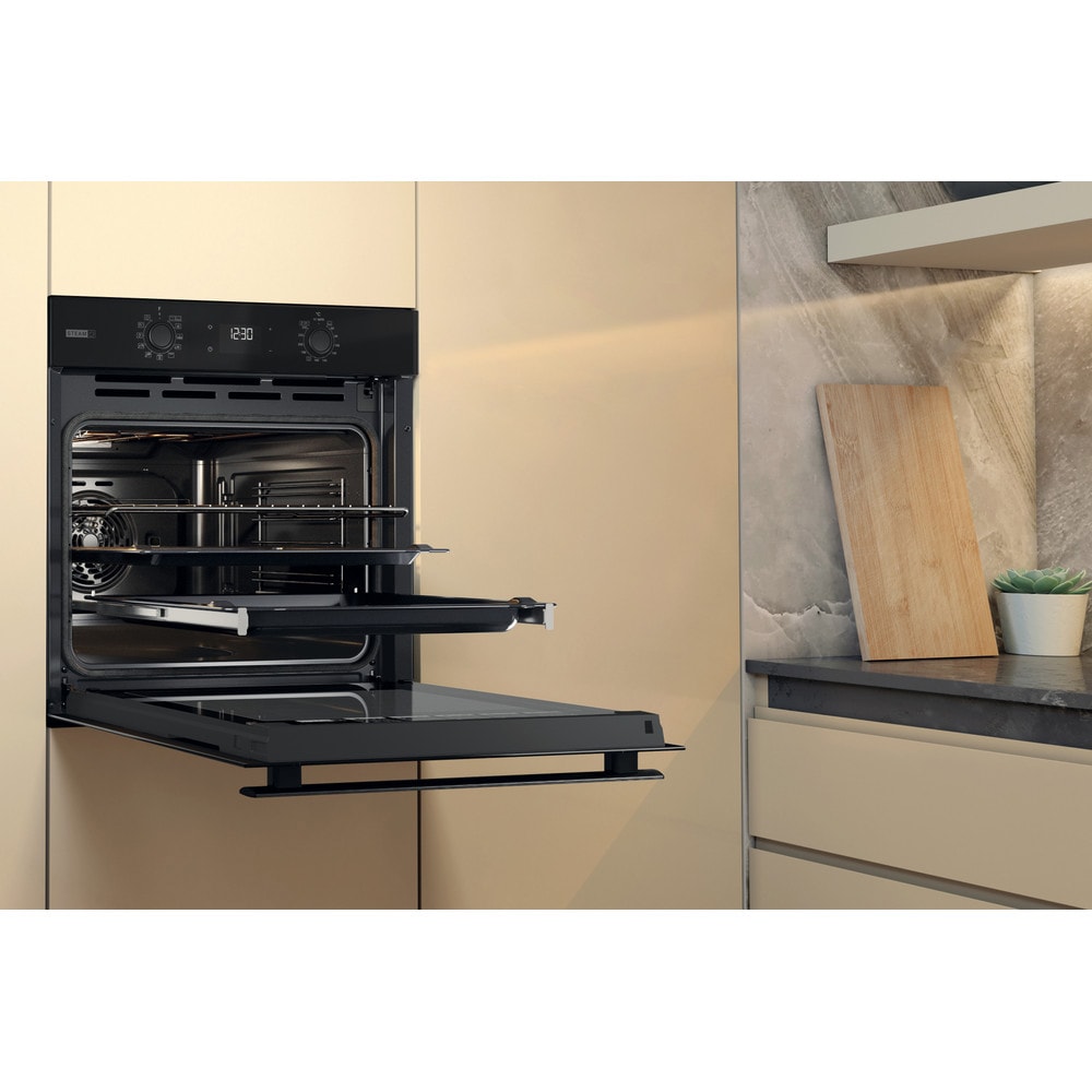 Cuptor incorporabil WHIRLPOOL OMSR58RU1SB, Electric, Gatire cu abur, Autocuratare pirolitica + hidrolitica, 71 l, Clasa A+, negru