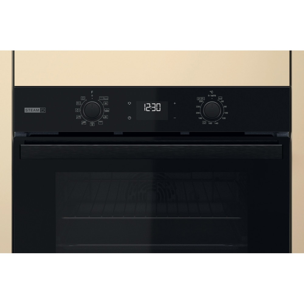 Cuptor incorporabil WHIRLPOOL OMSR58RU1SB, Electric, Gatire cu abur, Autocuratare pirolitica + hidrolitica, 71 l, Clasa A+, negru