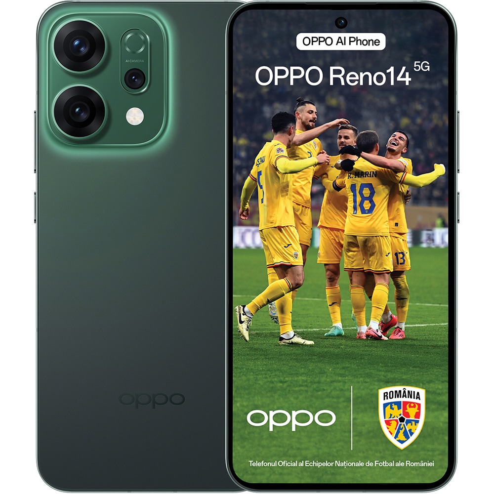 Telefon OPPO Reno 14 5G, 512GB, 12GB RAM, Dual SIM, Luminous Green