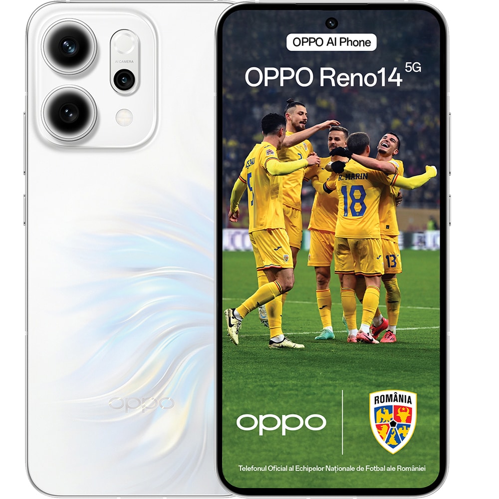 Telefon OPPO Reno 14 5G, 512GB, 12GB RAM, Dual SIM, Opal White