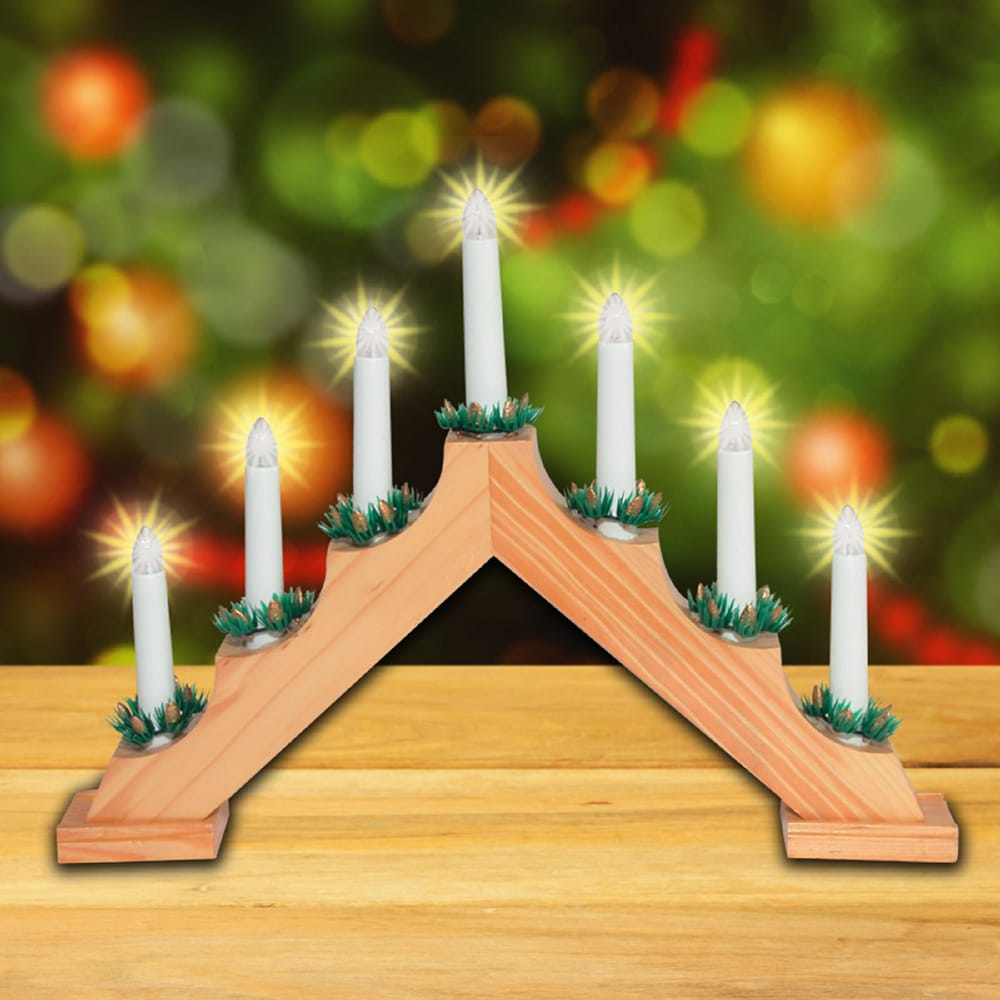 Decor piramida cu lumanari HOME KAD 01, 7 becuri, 230V, maro