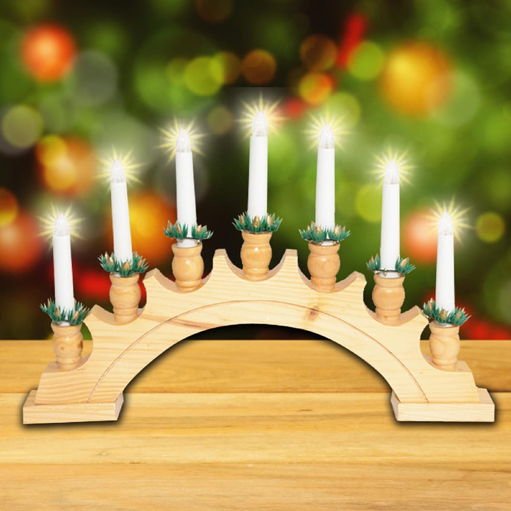 Decor piramida cu lumanari HOME KAD 02, 7 becuri, 230V, maro