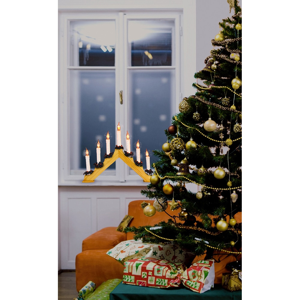 Decor piramida cu lumanari HOME KAD 07, 7 becuri, 230V, maro