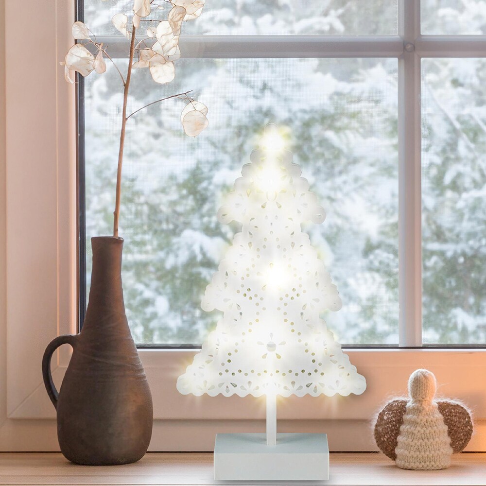 Figurina brad cu LED HOME KAD 19 PINE, 39cm, 4.5V, alb