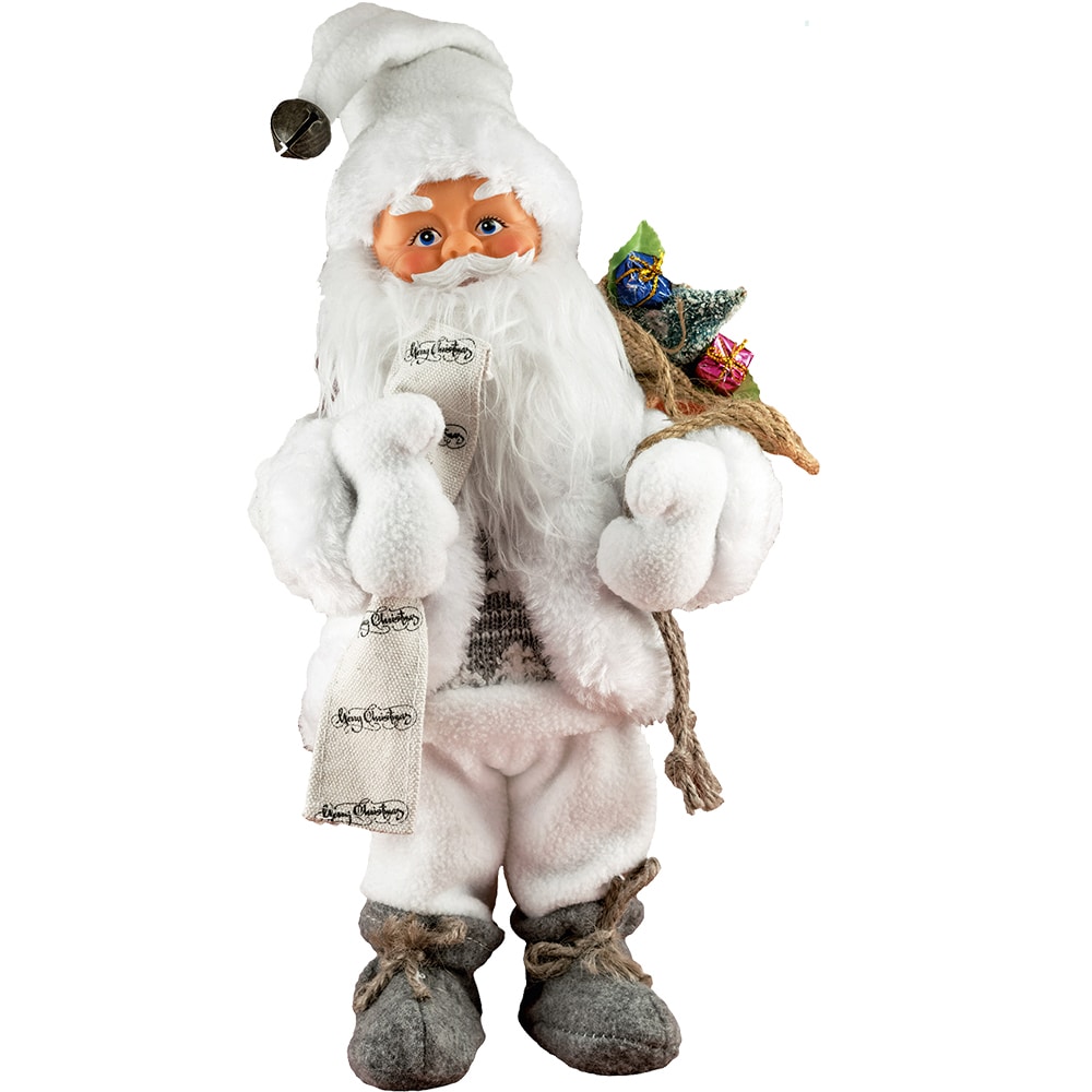 Figurina Mos Craciun care danseaza si canta HOME KDD 31, 30cm, alb