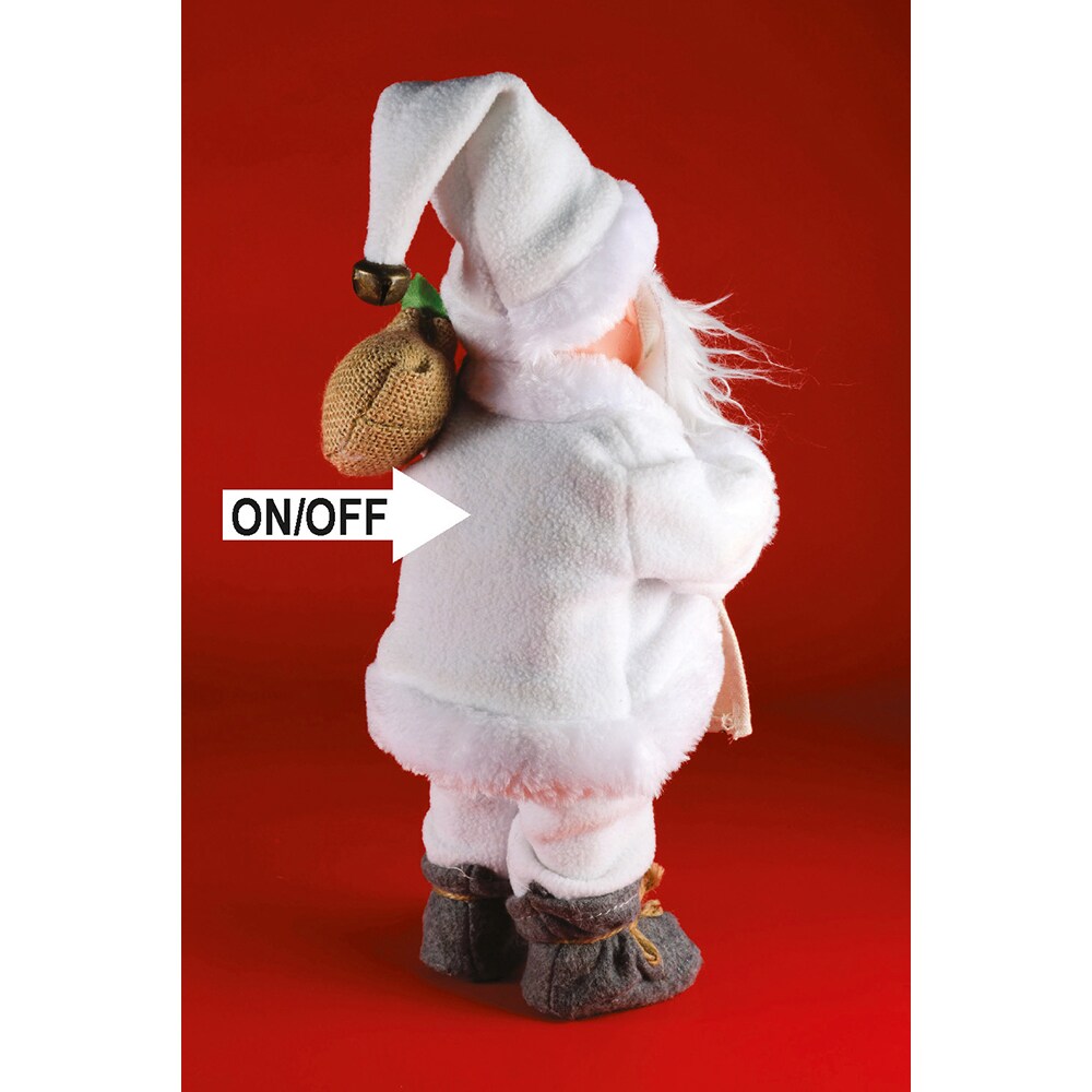 Figurina Mos Craciun care danseaza si canta HOME KDD 31, 30cm, alb