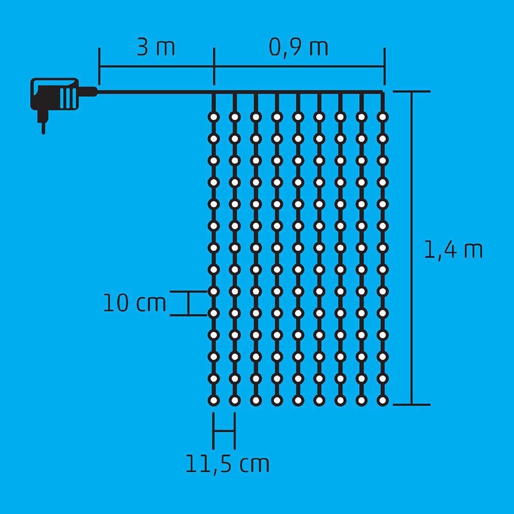 Perdea de lumini LED HOME KIN 126C/WW, 126 led-uri, 0.9m, iluminare alb cald