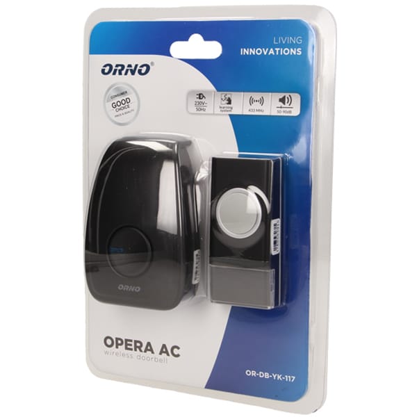 Sonerie Wireless ORNO OR-DB-YK-117,100m, negru-gri