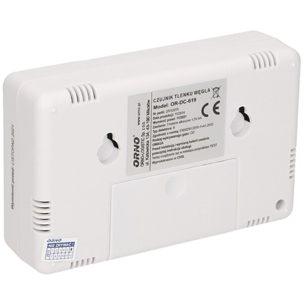 Detector monoxid de carbon ORNO OR-DC-619, 85dB, alb