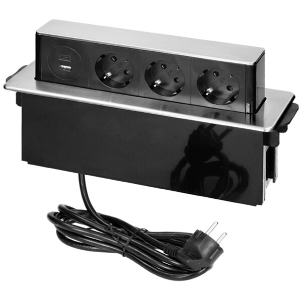 Prelungitor ORNO OR-GM-9014(GS)/B-G, 3 prize, 2 x USB, 2m, negru