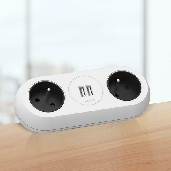 Prelungitor ORNO OR-AE-13133(GS)/W, 2 prize, 2 x USB, 1.4m, montaj incastrabil, alb