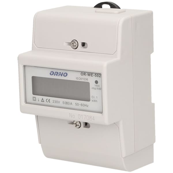 Contor monofazat ORNO OR-WE-502, 80A, 230V, IP20, alb