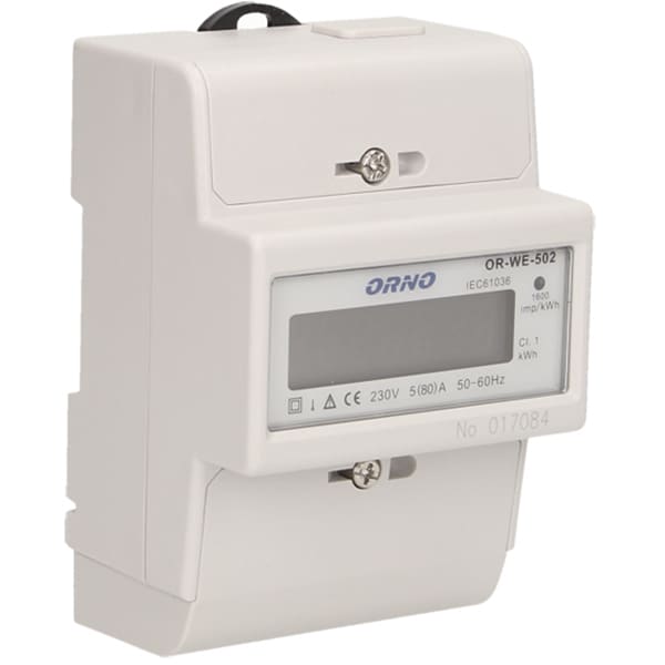 Contor monofazat ORNO OR-WE-502, 80A, 230V, IP20, alb