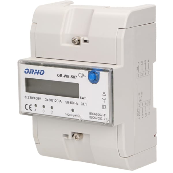 Contor trifazat ORNO OR-WE-507, 120A, 230V, IP20, alb