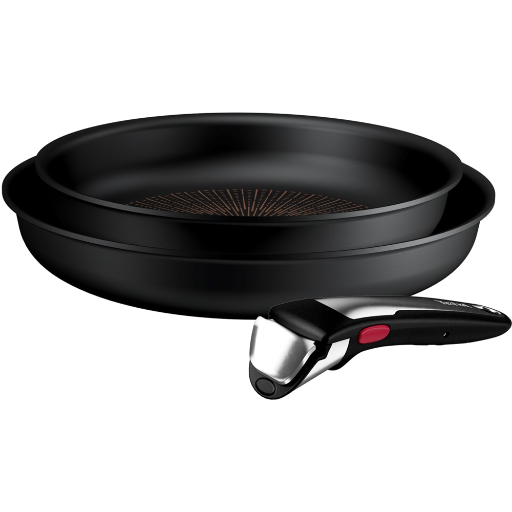 Set vase TEFAL Ingenio Excellence P0009553, 3 piese, 24-28cm, aluminiu, negru