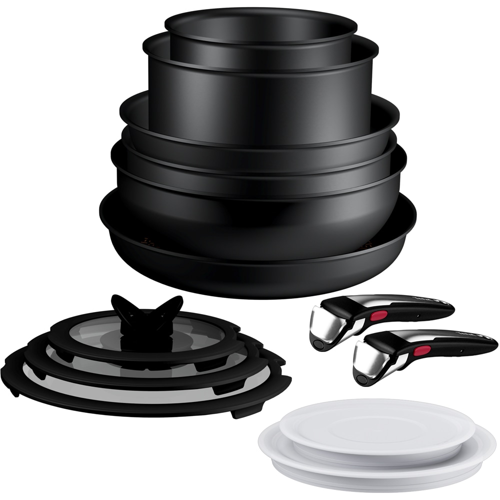 Set vase TEFAL Ingenio Excellence P0009753,13 piese, 16-28cm, aluminiu, negru