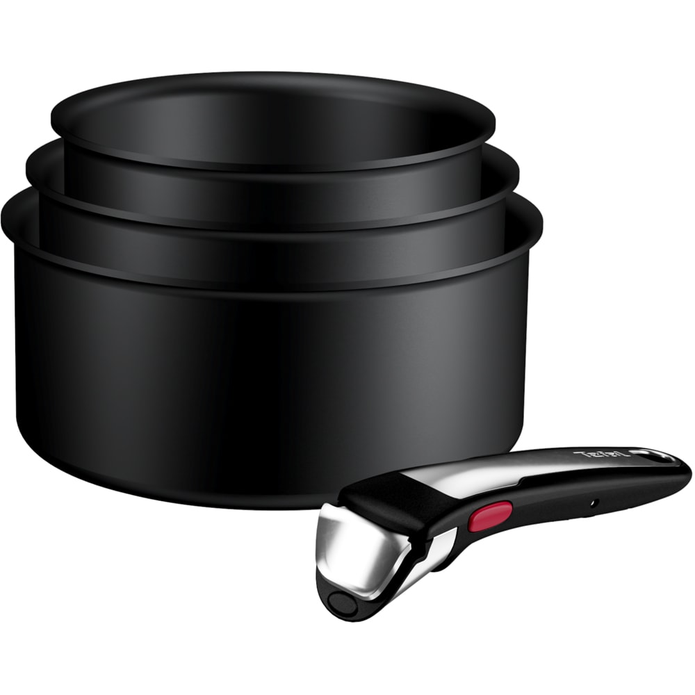 Set vase TEFAL Ingenio Excellence P0079002, 4 piese, 16-20 cm, aluminiu, negru