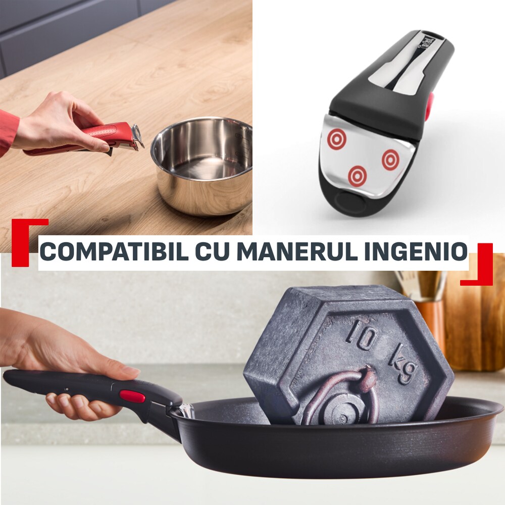 Set vase TEFAL Ingenio Excellence+ P0079002, 4 piese, 16-20 cm, aluminiu, negru