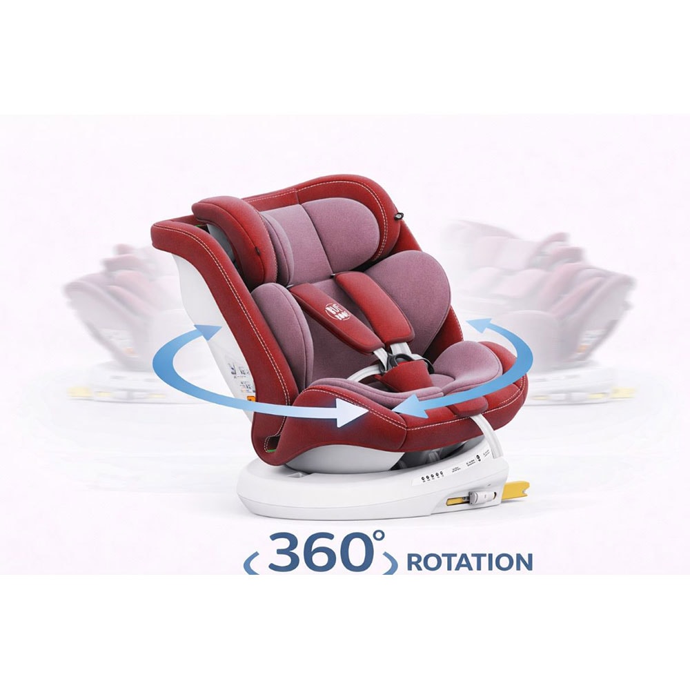 Scaun auto BUF BOOF P100 Plus rotativ 360 grade P100RED, Isofix, 0-36 kg, R129, rosu