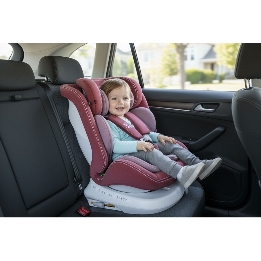 Scaun auto BUF BOOF P100 Plus rotativ 360 grade P100RED, Isofix, 0-36 kg, R129, rosu