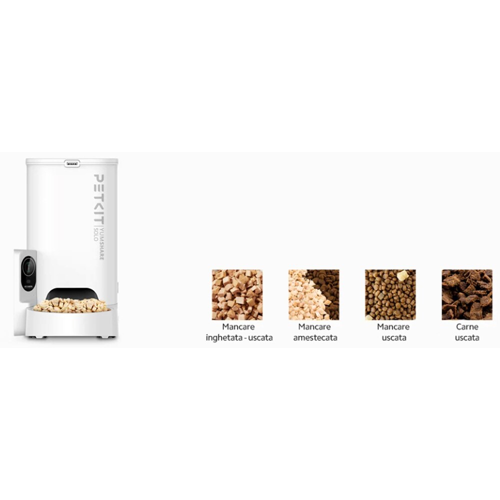 Hranitor automat animale de companie PETKIT Yumshare Solo, Camera Full HD, 3 l, alb