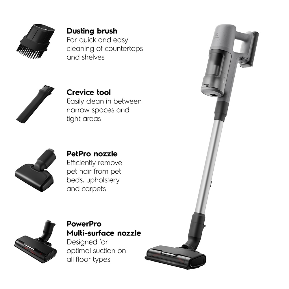 Aspirator vertical ELECTROLUX Seria 600 EP61AB21UG, 0.5l, 21.6V, autonomie max 50 min, gri inchis-negru