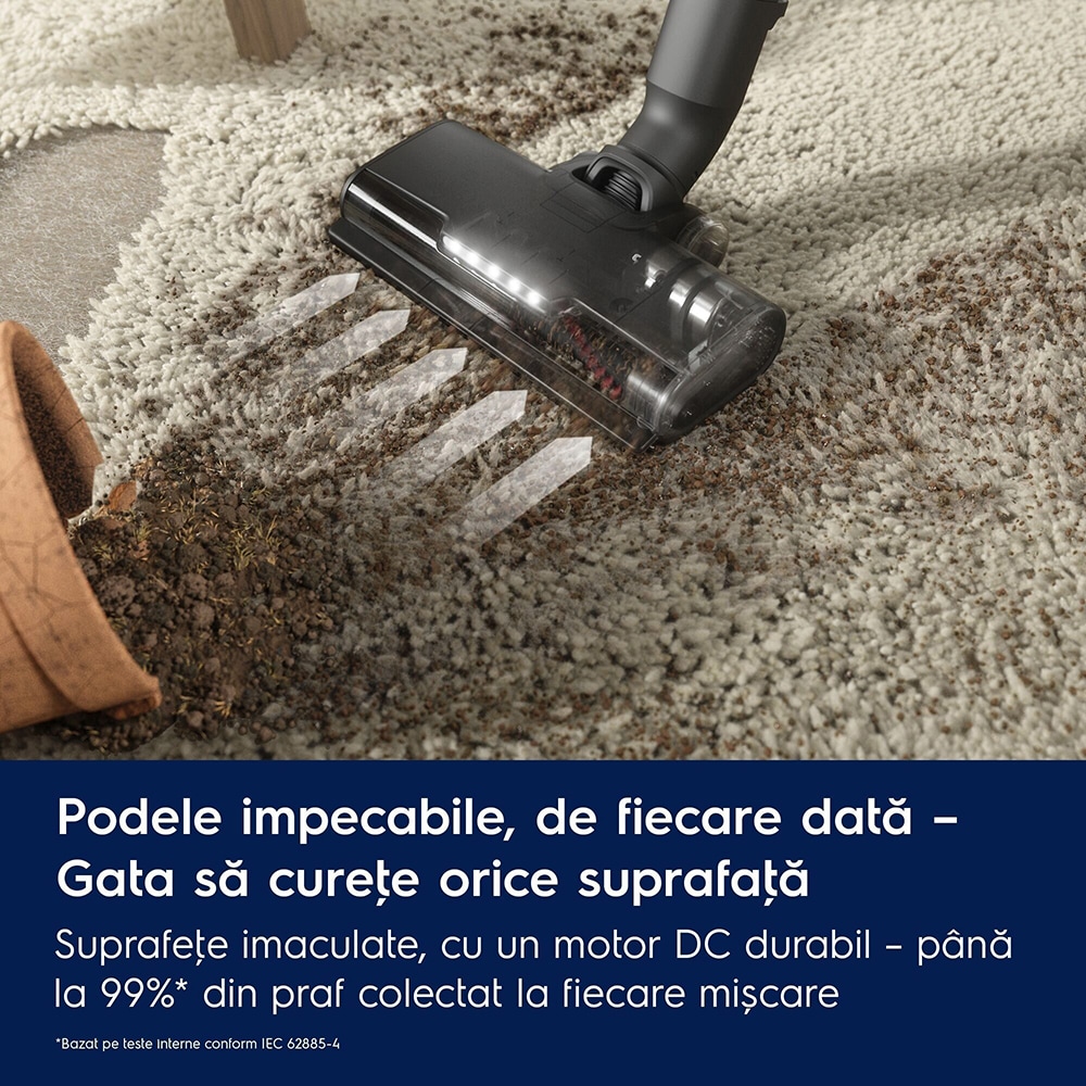 Aspirator vertical ELECTROLUX Seria 600 EP61H21WET, 0.5l, 21.6V, autonomie max 50 min, albastru inchis-negru