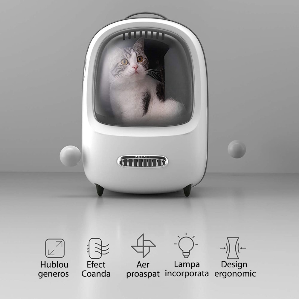 Rucsac transport animale de companie PETKIT Cat Travel, Hublou, plastic, 33 x 30 x 45 cm, albastru