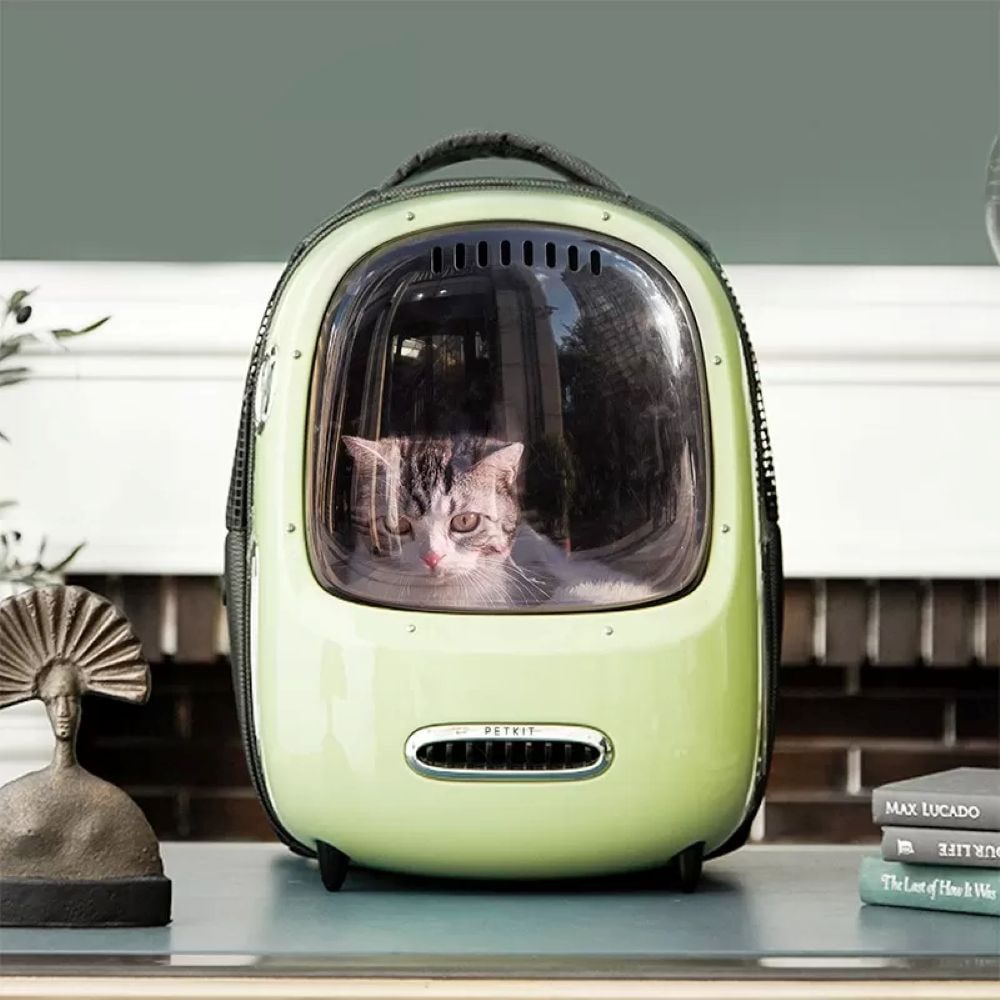 Rucsac transport animale de companie PETKIT Cat Travel, Hublou, plastic, 33 x 30 x 45 cm, verde