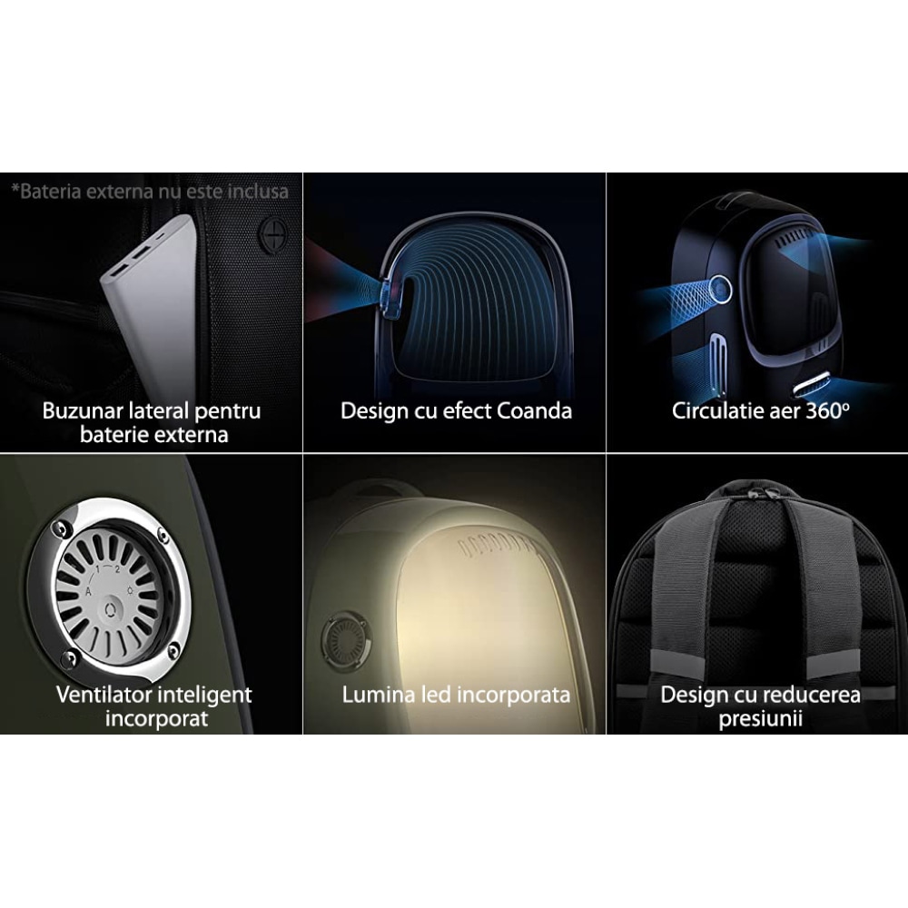 Rucsac transport animale de companie PETKIT Cat Travel, Hublou, plastic, 33 x 30 x 45 cm, alb