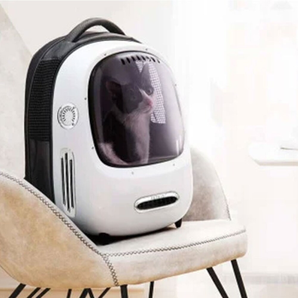 Rucsac transport animale de companie PETKIT Cat Travel 2, Hublou, plastic, 33 x 30 x 45 cm, alb