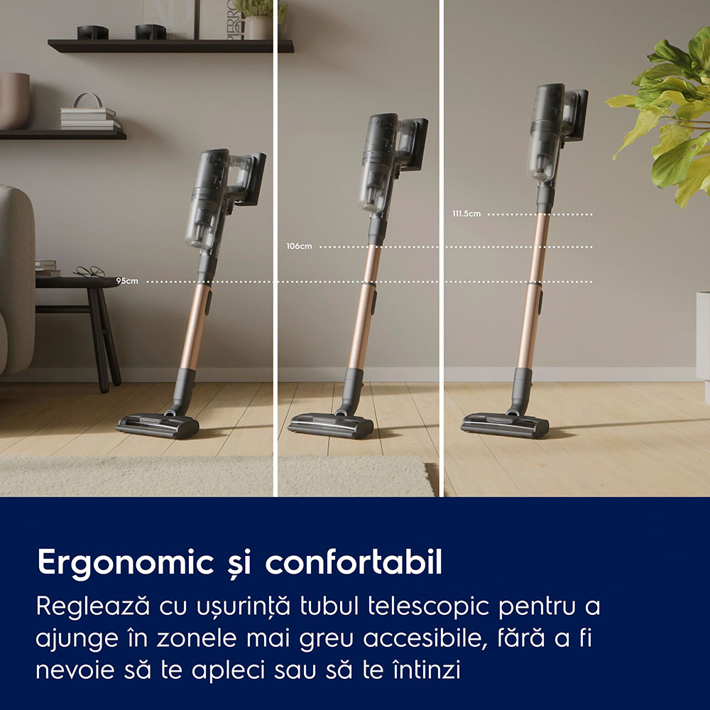 Aspirator vertical ELECTROLUX 800 WET EP82H25WET, 0.4l, 25.2V, autonomie max 90 min, albastru denim-auriu