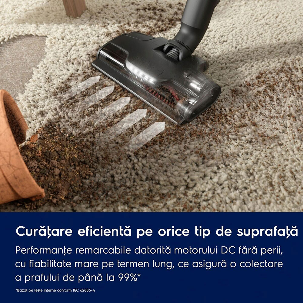 Aspirator vertical ELECTROLUX 800 WET EP82H25WET, 0.4l, 25.2V, autonomie max 90 min, albastru denim-auriu