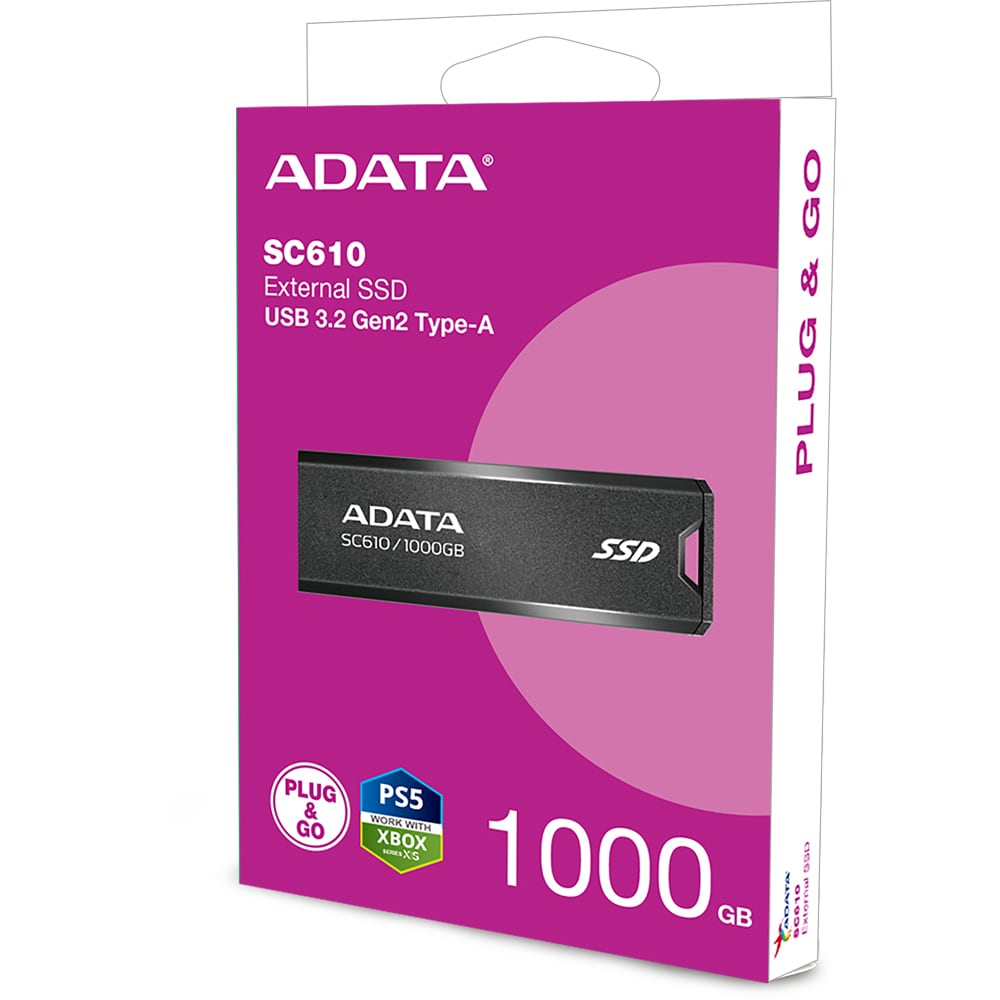 SSD extern ADATA SC610-1000G-CBK/RD, 1TB, USB 3.2 Gen3.2, negru