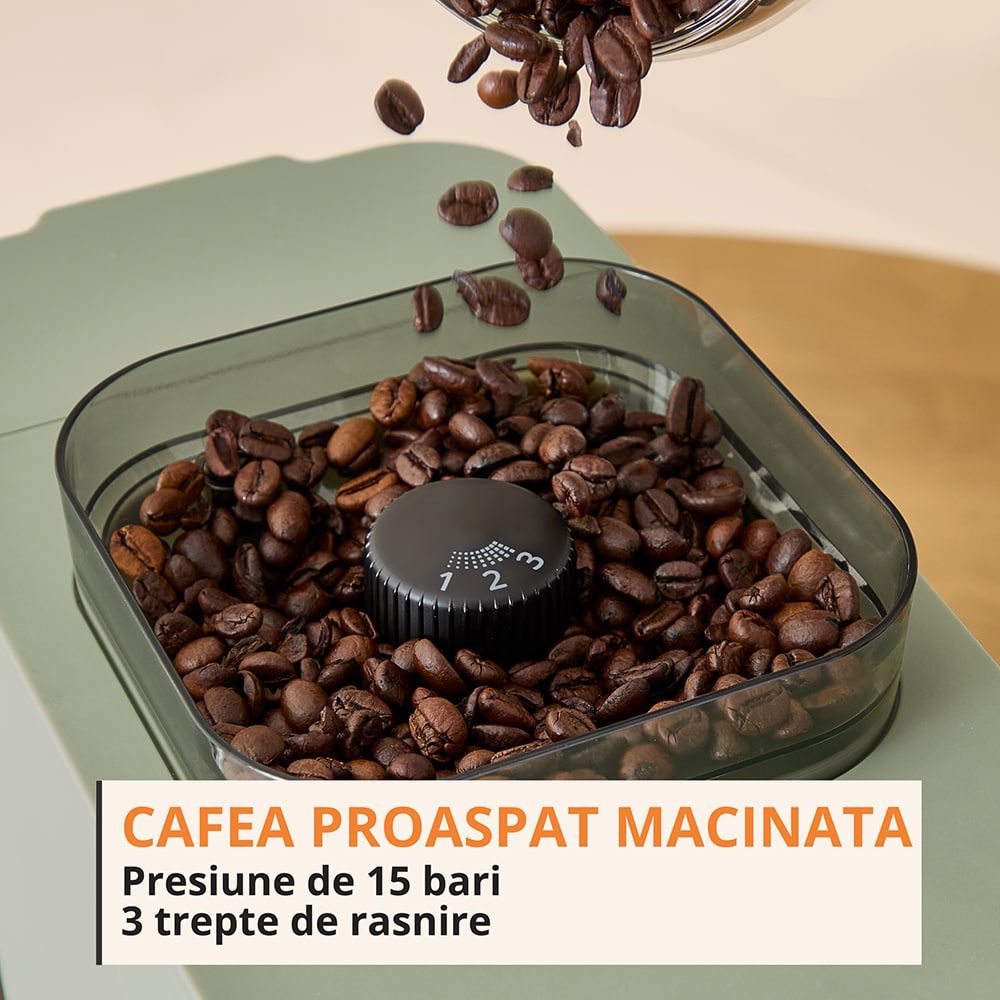 Espressor semi-automat KRUPS Coffee Crush SA401LE0, 1.8l, 1350W, 15 bar, verde-negru