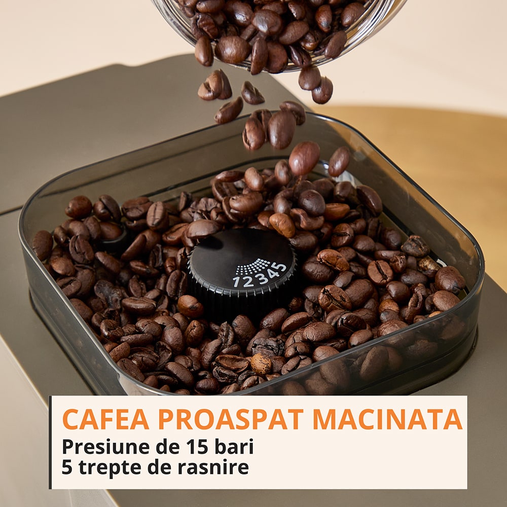 Espressor semi-automat KRUPS Coffee Crush Experience SA403BE0, 1.8l, 1350W, 15 bar, bej-negru