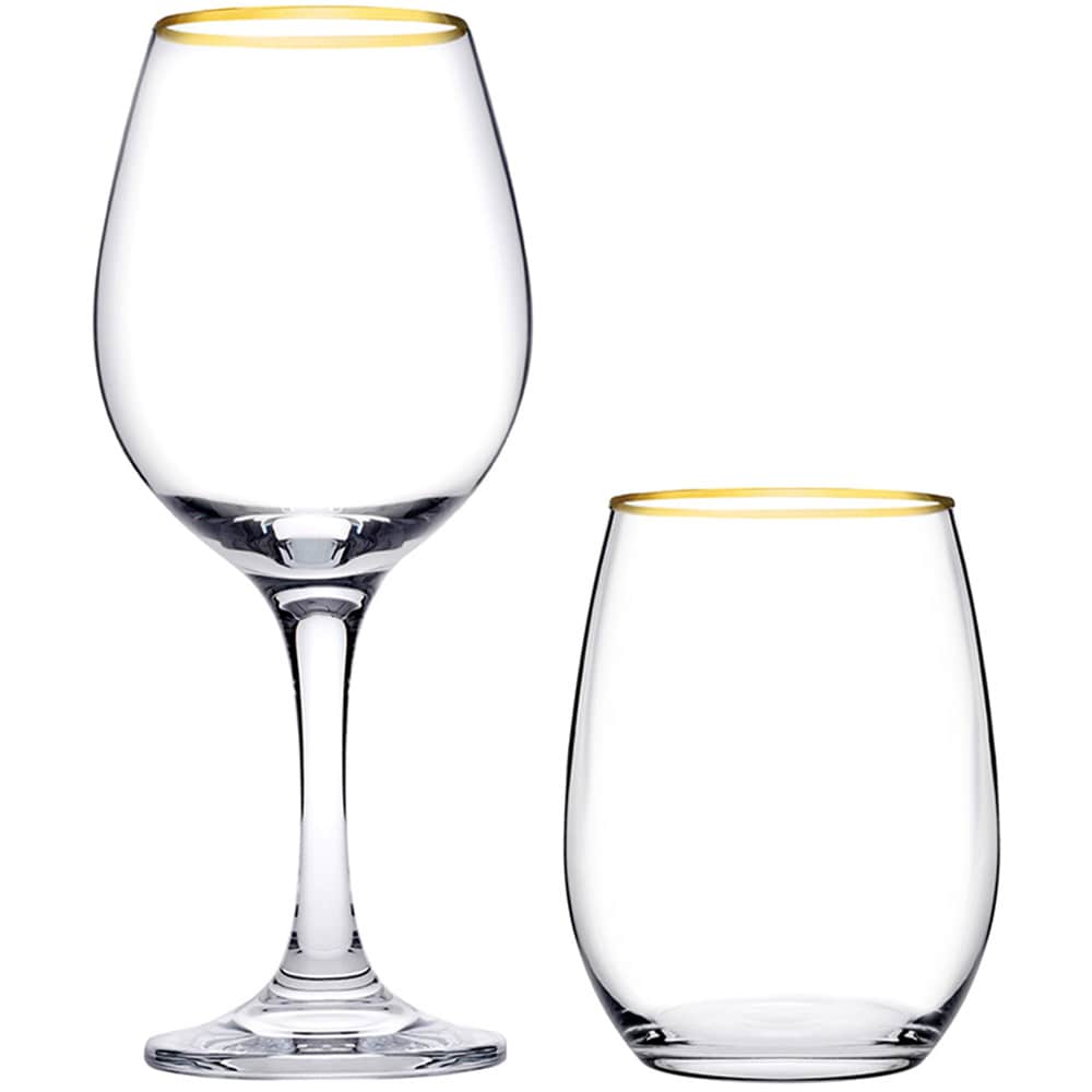 Set pahare vin rosu PASABAHCE Amber, 4 piese, 460 ml, sticla + pahare apa, 4 piese, 570 ml, sticla