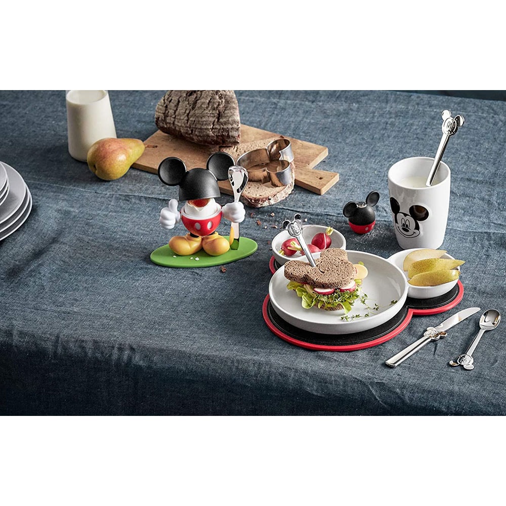 Set 2 pahare WMF Mickey Mouse, sticla + 2 linguri