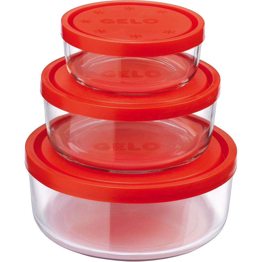 Set caserole BORMIOLI Gelo, 3 piese, 0.34-1.25l, rosu