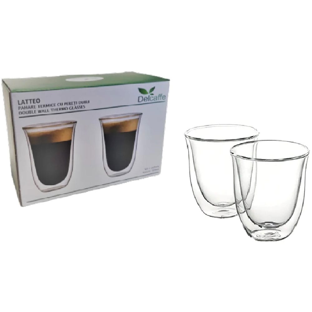 Set pahare cafea DEL CAFFE Latteo, 2 piese, 300 ml, sticla