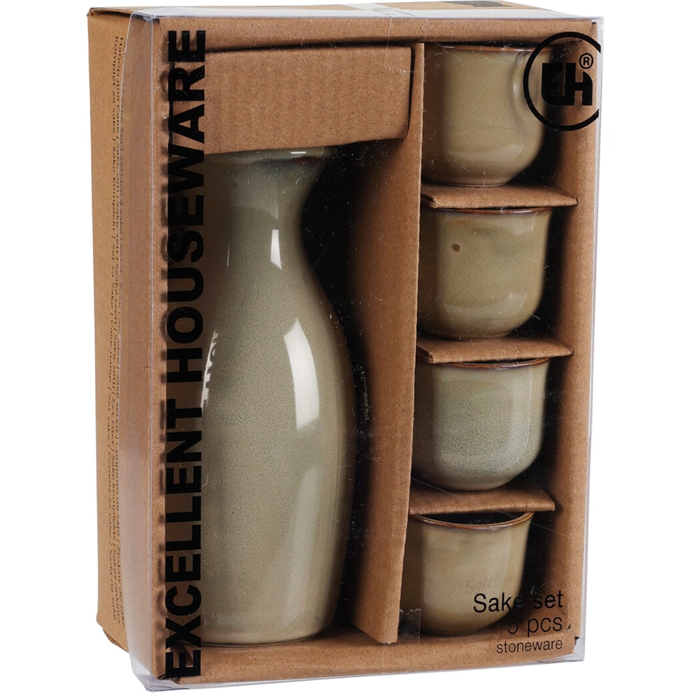 Set pahare EXCELLENT HOUSEWARE Q94000070, 4 piese + sticla, ceramica, crem
