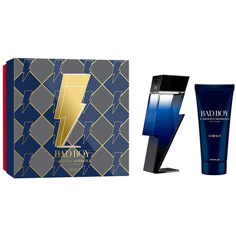 Set cadou CAROLINA HERRERA Bad Boy Cobalt: Apa de parfum, 100ml + Gel de dus, 100ml
