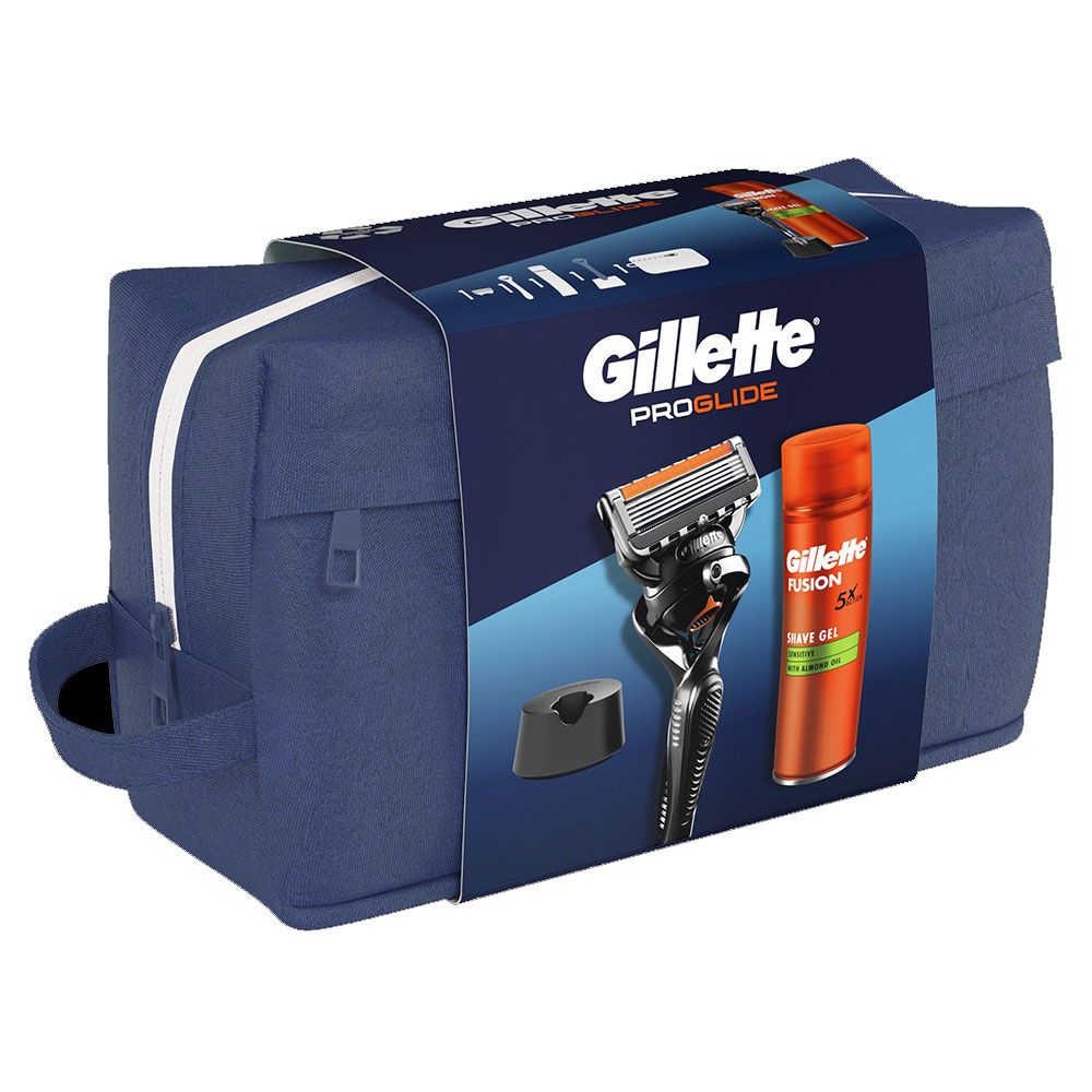 Set ingrijire ten GILLETTE Proglide: Aparat de ras + Gel de ras Fusion Ultra Sensitive, 200ml 